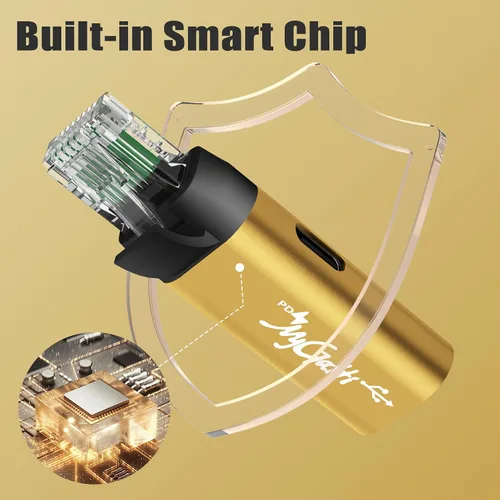 Miniatura 6 de Adaptador USB C a Ethernet, nueva idea RJ45 macho a USB C hembra adaptador de red LAN, chip inteligente incorporado, simplemente inserta cables