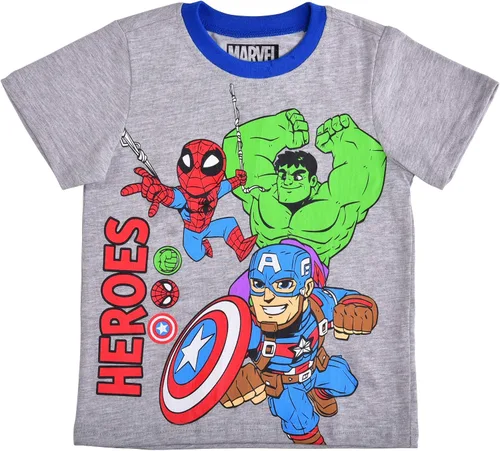 Miniatura 2 de Marvel Conjunto de camiseta y pantalones cortos de Avengers para niños pequeños y pequeños, azulgris o rojogris