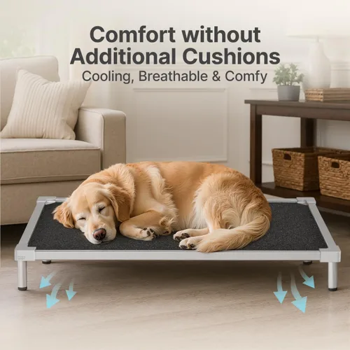 Miniatura 5 de Cama elevada para perros de tamaño mediano, aleación de aluminio a prueba de masticación, suministros resistentes para perros, cuna elevada