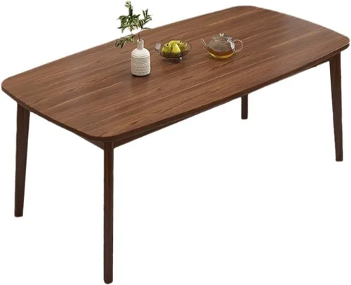 Mesa de comedor rectangular de madera maciza, mesa de cocina rústica con almohadillas antideslizantes para los pies, estructura estable, adecuada