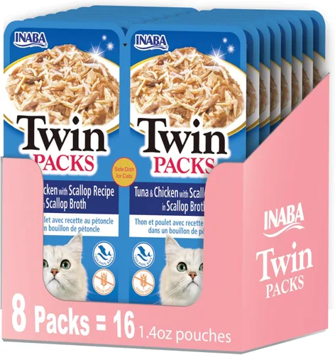 Miniatura 9 de INABA Paquetes Dobles para Gatos, Bolsa de Guarnición/Aderezo, 1.4 Onzas por Porción, 16 Porciones, Receta de Atún y Pollo en Caldo de Atún