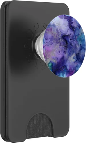 Miniatura 7 de Pintura de mármol de agua púrpura como arte con tonos azules – PopSockets agarre y soporte para teléfonos y tabletas, Negro