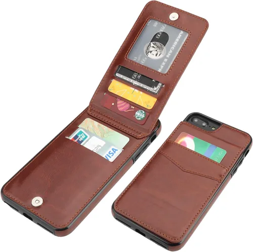 Miniatura 14 de KIHUWEY Funda tipo cartera para iPhone 7/8 Plus con tarjetero de crédito, cierre magnético de cuero de primera calidad, resistente funda protectora