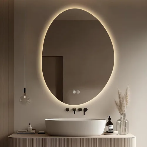 Espejo de baño LED con luces de 25 x 33 pulgadas, espejo de tocador retroiluminado regulable con 3 colores, antiniebla, memoria, pantalla de