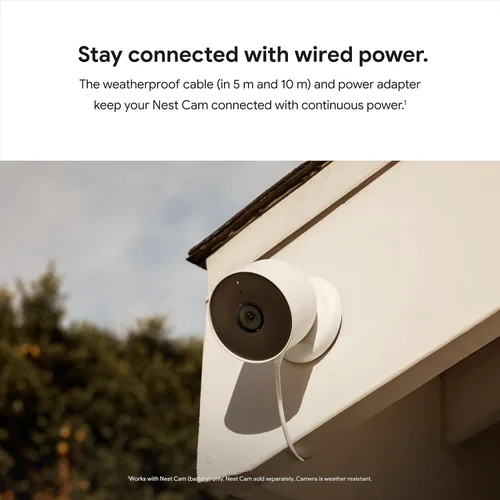 Miniatura 2 de Google Cable resistente a la intemperie solo para Nest Cam (batería) - Nieve - 32.8 ft, 720p