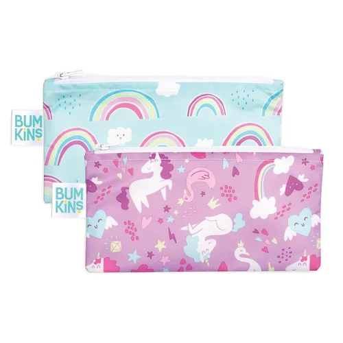 Miniatura 15 de Bumkins Bolsas de aperitivos reutilizables, para el almuerzo escolar de niños y para adultos, tela lavable, bolsa de tela impermeable