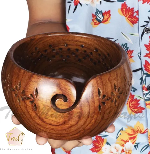 Miniatura 5 de Cuenco Personalizado de Madera de Palisandro para Almacenar Hilo, Soporte y Dispensador de Cuenco para Hilo Sin Enredos, Perfecto Cuenco Grande