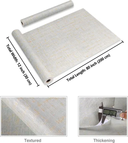 Miniatura 8 de CRE8TIVE Papel tapiz de tela de lino con textura de 12 x 80 pulgadas, color azul dorado, papel tapiz para dormitorio, baño, extraíble, autoadhesivo