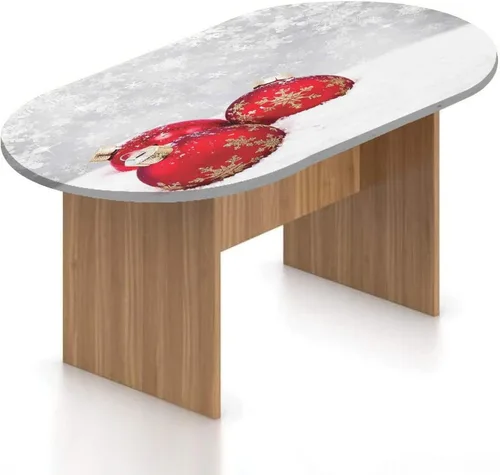 Miniatura 23 de XISUNYA Mantel ovalado ajustable de poliéster elástico para Navidad, mantel ajustable con estampado de villancicos nevados, se adapta a mesas