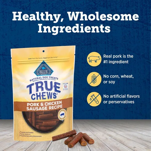 Miniatura 6 de Blue Buffalo True Chews - Golosinas para perros, hechas en los Estados Unidos con ingredientes naturales, receta de salchicha de cerdo y pollo