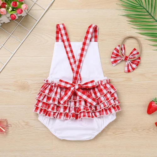 Miniatura 36 de IMEKIS Conjunto de ropa para bebé niña de primer cumpleaños con diadema de verano para sesión de fotos