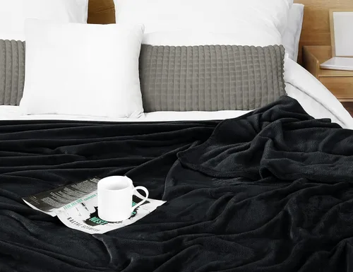 Miniatura 5 de Utopia Bedding Manta de forro polar negro, tamaño individual, ligera, mullida, suave, antiestática de microfibra (60 x 80 pulgadas)