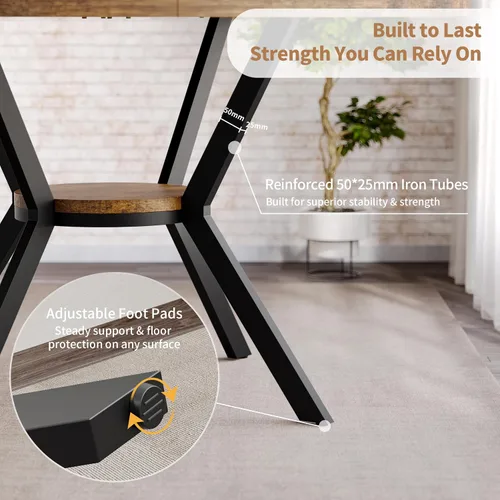 Miniatura 6 de MECHYIN Mesa de comedor redonda para mesas de cocina y comedor de madera de 2 a 4 pulgadas con almacenamiento, mesa de comedor circular con patas