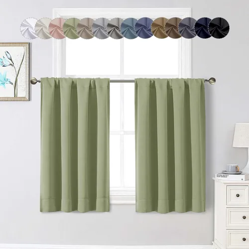 Miniatura 123 de Cortinas opacas para dormitorio, sala de estar, juego de 2 paneles de 54 pulgadas de largo, cortinas de oscurecimiento de habitación con aislamiento