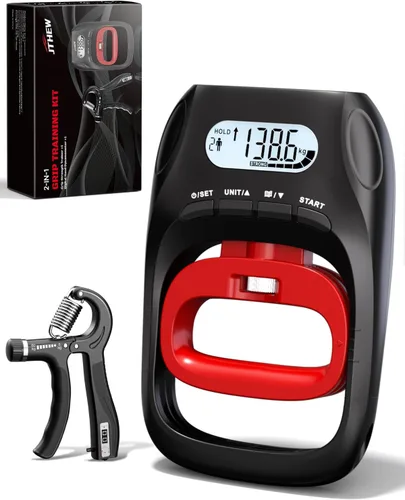 Probador y entrenador de fuerza de agarre - Dinamometro electrónico de mano de 400lbs/180kg y fortalecedor de agarre con resistencia ajustable para