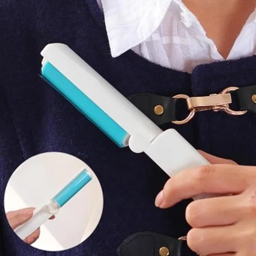 Paquete de 2 rodillos removedores de pelo portátiles, plegables, reutilizables, para alfombras, sábanas y peines 2mix(1rojo+1azul)