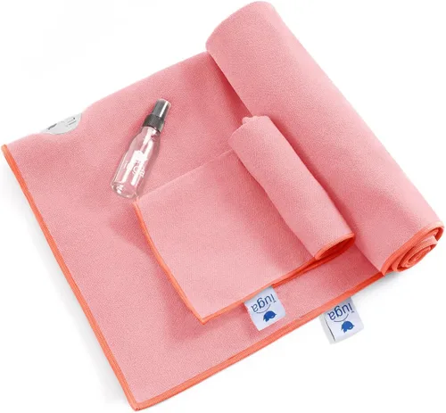 Miniatura 10 de IUGA Toalla de yoga para yoga caliente, antideslizante, toalla de esterilla de yoga extra gruesa + toalla de mano 2 en 1 con bolsillos en las Gris