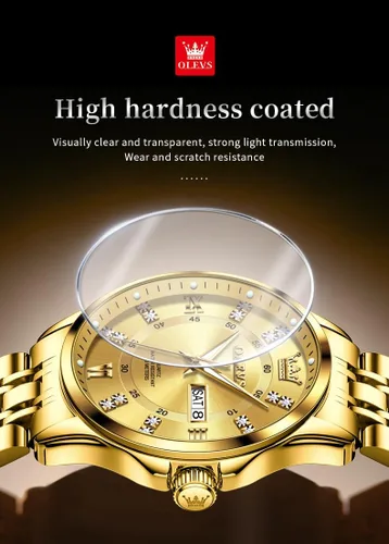 Miniatura 41 de OLEVS - Relojes de diamantes para hombres, relojes de vestir a prueba de agua, relojes analógicos de cuarzo de lujo con calendario de fecha y correa