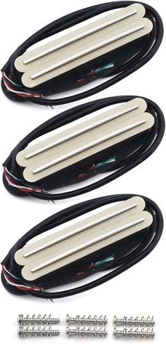 Miniatura 7 de FLEOR Alnico 5 Pastilla Humbucker de Doble Riel Caliente de Tamaño Single-Coil 12-13K, Blanca Blanco