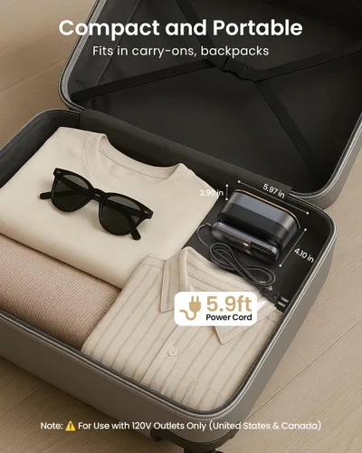 Miniatura 8 de LOXP Plancha de vapor de mano 2 en 1 para ropa, vaporizador de viaje de 1000 W con suela de cerámica, calentamiento rápido 9s, tanque a prueba