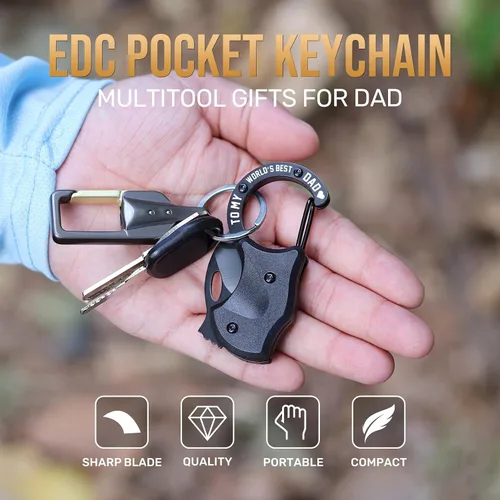 Miniatura 7 de OOPERAY Regalos para el mejor día del padre, cortador de caja EDC con texto en inglés "To my world's best dad", regalos de cumpleaños del día
