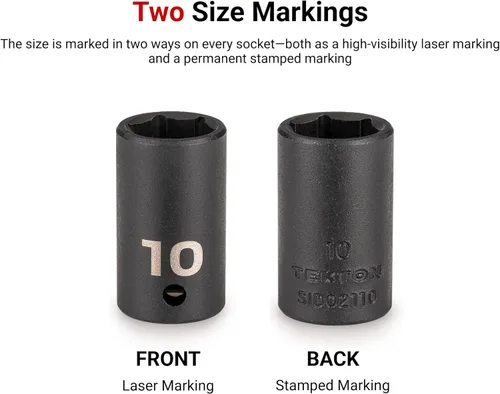 Miniatura 2 de TEKTON Juego de llaves de impacto de 6 puntos poco profundas de 1/2 pulgada con funda, 23 piezas (0.394-1.260 in) SID92322 Sólo herramienta