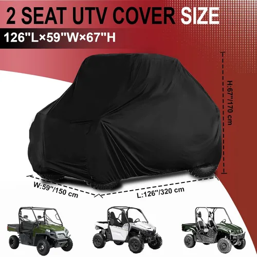 Miniatura 3 de Cubierta UTV de 2 plazas impermeable para todo tipo de clima, compatible con Yamaha Wolverine x2 850 1000 Rhino 450 660 700 YXZ1000R Ranger 500 570