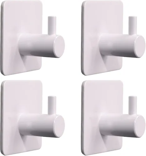 Ganchos adhesivos, paquete de 4 ganchos de pared resistentes, resistentes al agua, gancho adhesivo para colgar toallas, llaves, abrigos, sombreros,