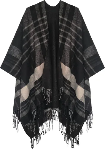 Miniatura 7 de Urban CoCo Poncho vintage de invierno para mujer, capa con borlas, chal envolvente