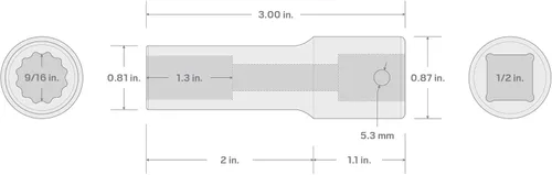 Miniatura 6 de TEKTON Encastre de 1/2 pulgada x 9/16 pulgadas de profundidad 12 puntos de impacto SID23214