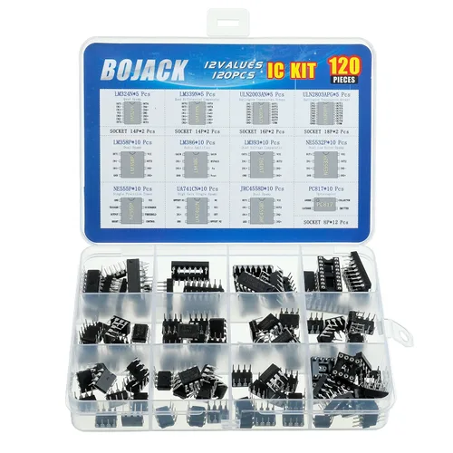 BOJACK 12 valores 120 unids Opamp temporizador Darlington Fotacoplador LM324 LM339 ULN2003AN ULN2803APG LM358P LM386 LM393 NE5532P NE555P UA741CN