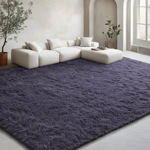 Miniatura 104 de EVOIONOS - Alfombra redonda gris para dormitorio, 5x5 pies; alfombras circulares suaves y esponjosas para sala de estar, alfombras de felpa peludas