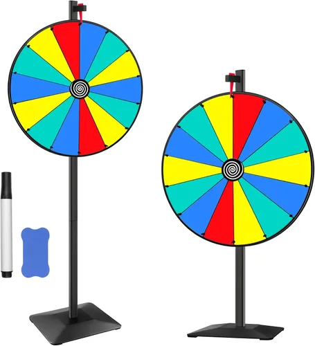Miniatura 7 de Pionites Ruleta de premios para mesa o montaje en pared con rotulador de borrado en seco y borrador para entretenidas fiestas en casa, ferias