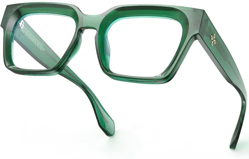 VISOONE Gafas de bloqueo de luz azul con marco cuadrado grande y grueso para mujeres y hombres, de gran tamaño, color