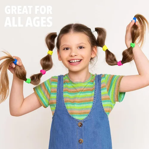 Miniatura 7 de Paquete económico de 60 ligas para el cabello sin costuras, sin daños, coloridos soportes elásticos para cola de caballo para uso diario Bandas