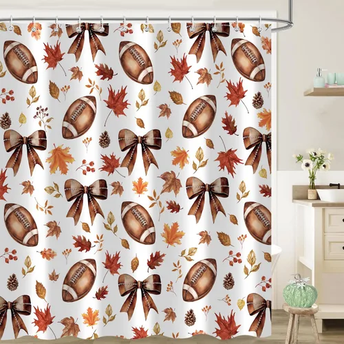 Miniatura 27 de Cortina de ducha de otoño, decoración de baño de árbol de calabaza, 72 x 72 pulgadas, tela de poliéster, cortina de baño impermeable con 12 ganchos