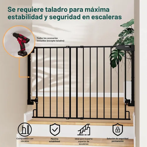 Miniatura 6 de Cumbor 29.2–43" Puerta de bebé para escaleras, de montaje en pared (se requiere taladrar), puerta para perros expandible sin barra inferior, puerta