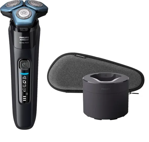 Miniatura 15 de Philips Norelco Shaver 7600, afeitadora eléctrica recargable en seco y húmedo con tecnología SenseIQ, cápsula de limpieza rápida, estuche de viaje