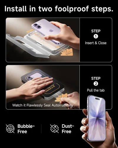 Miniatura 6 de SMARTDEVIL Corning™ Protector de pantalla accesorio para iPhone 17 - Diseño de alineación OnePress, vidrio templado reforzado 10H con precisión