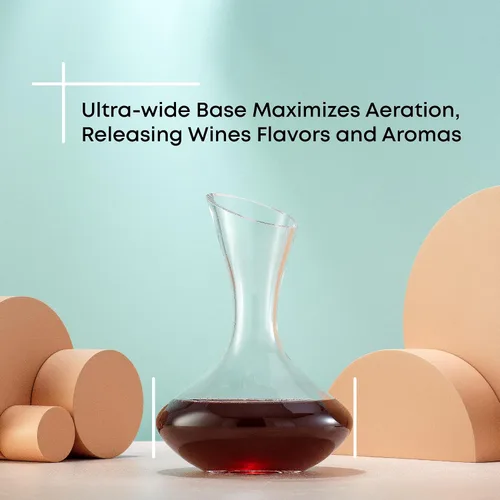 Miniatura 3 de JoyJolt Lancia - Decantador de vino de cristal, aireador de vino, base hecha a mano, jarra de vidrio, diseño ultra elegante, boquilla inclinada