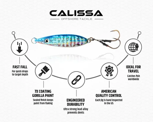 Miniatura 4 de Calissa Offshore Tackle Plantilla de caída rápida 80g 150g 250g 68kg Ganchos de asistencia 3/0 Mariposa - Plantilla de velocidad vertical de paso