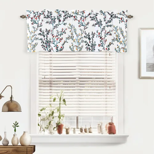 Miniatura 2 de DriftAway Jasmine - Cenefa de cortina de ventana con aislamiento térmico botánico de acuarela para sala de estar, dormitorio, cocina, 2 capas de 52