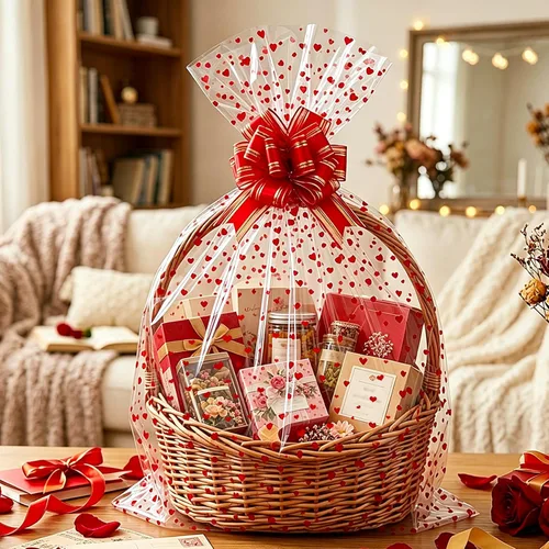 Miniatura 7 de Morepack Bolsas de celofán transparentes para el Día de la Madre, paquete de 10 bolsas de celofán grandes de 22 x 32 pulgadas para cestas de regalo