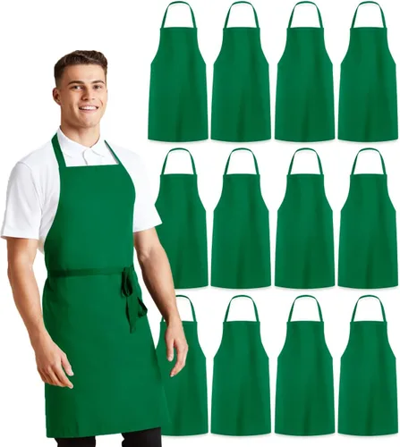Miniatura 11 de Avalon Kitchen Aprons for Men - 100% Polyester Chef Apron Women with Extra Long Ties - Cooking Aprons for Women & Mens Apron Blanco