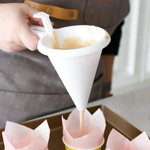Miniatura 3 de Baost Taza de embudo de helado de chocolate de mano, dispensador de masa de chocolate de plástico, dispensador de masa para panqueques, ayudante