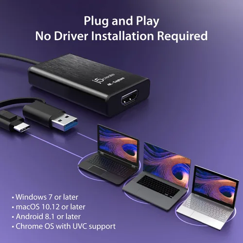 Miniatura 8 de j5create Tarjeta de captura de video HDMI 4K, enlace de cámara DSLR, adaptador de captura de juegos para juegos en vivo, transmisión, transmisión