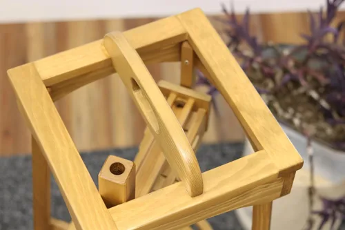 Miniatura 8 de Pyramid - Juguete de madera con diseño de torre de mármol, 39 pulgadas de alto, paquete de canicas incluido (acabado de mancha de cosecha)