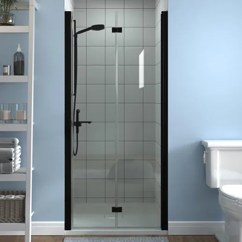 Miniatura 12 de ExBrite Puerta de ducha pivote sin marco de 34-35.5 pulgadas de ancho x 72 pulgadas de alto, puertas de ducha pivotantes de vidrio transparente