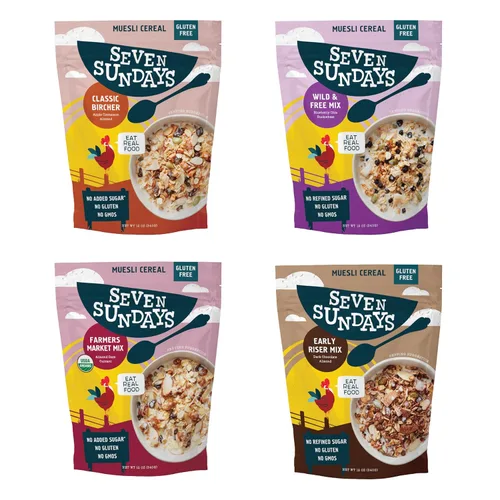Miniatura 11 de Seven Sundays Muesli Orgánico de Cereales, Almendra Fecha Grosella del Mercado de Granjeros, Bolsa de 32 Oz (Paquete de 4), Sin Gluten, 0g de Azúcar