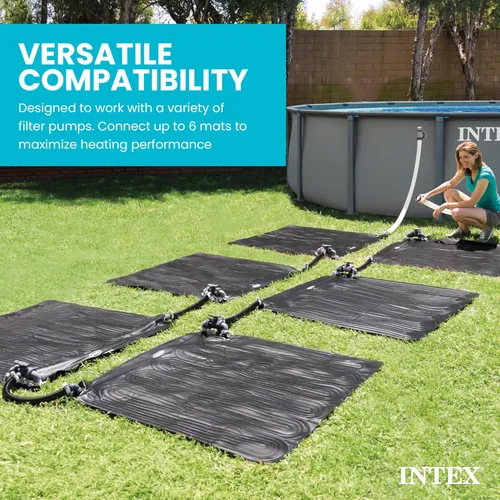 Miniatura 4 de Intex Tapete solar para calentador de piscina de 47 x 47 pulgadas para piscina sobre el suelo de 8,000 galones con accesorio de manguera y válvula
